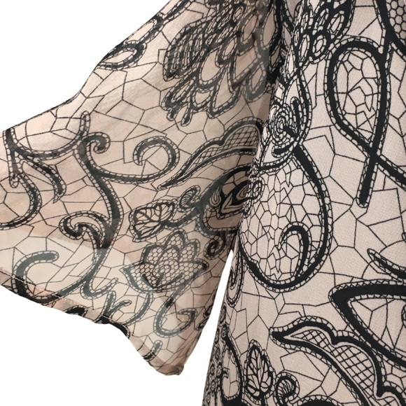 Signature Collection Avon Chiffon Nude with Black Lace Print Midi Dress size 2X - Picture 8 of 10